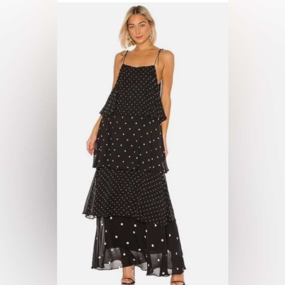 Anine Bing Daisy Polka Dot Tiered Maxi Dress